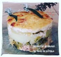 parmentier de saumon au fondu de poireau