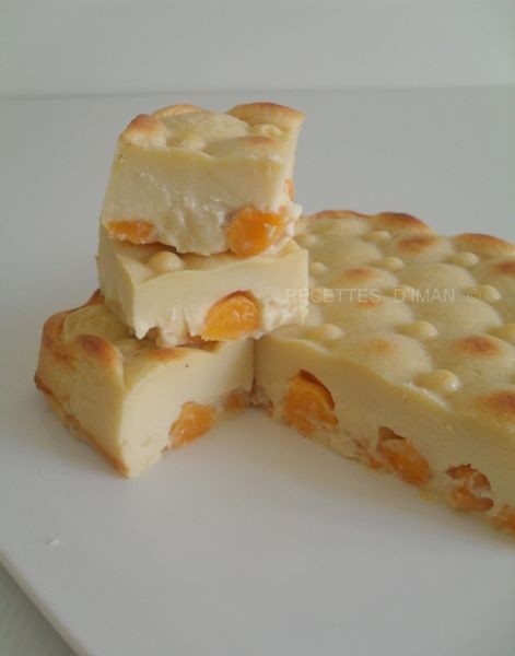 Gâteau au fromage blanc façon flan à l  abricot