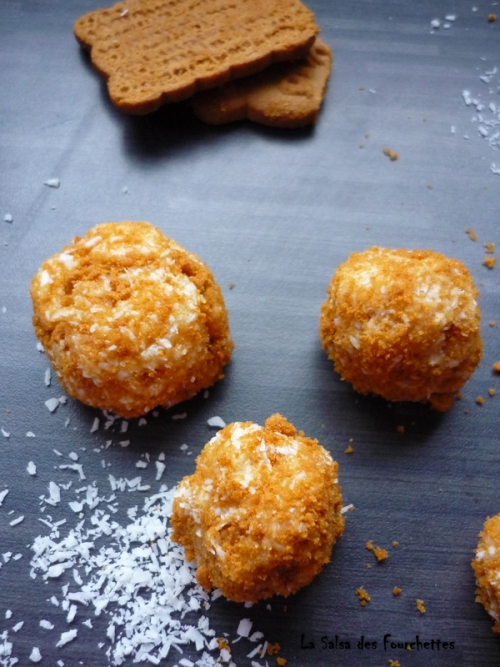 Recette truffes chocolat blanc noix de coco speculoos
