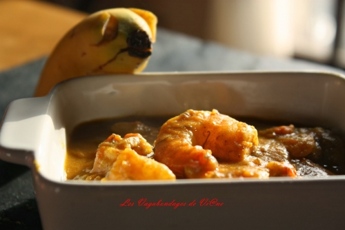 Curry de crevettes et bananes