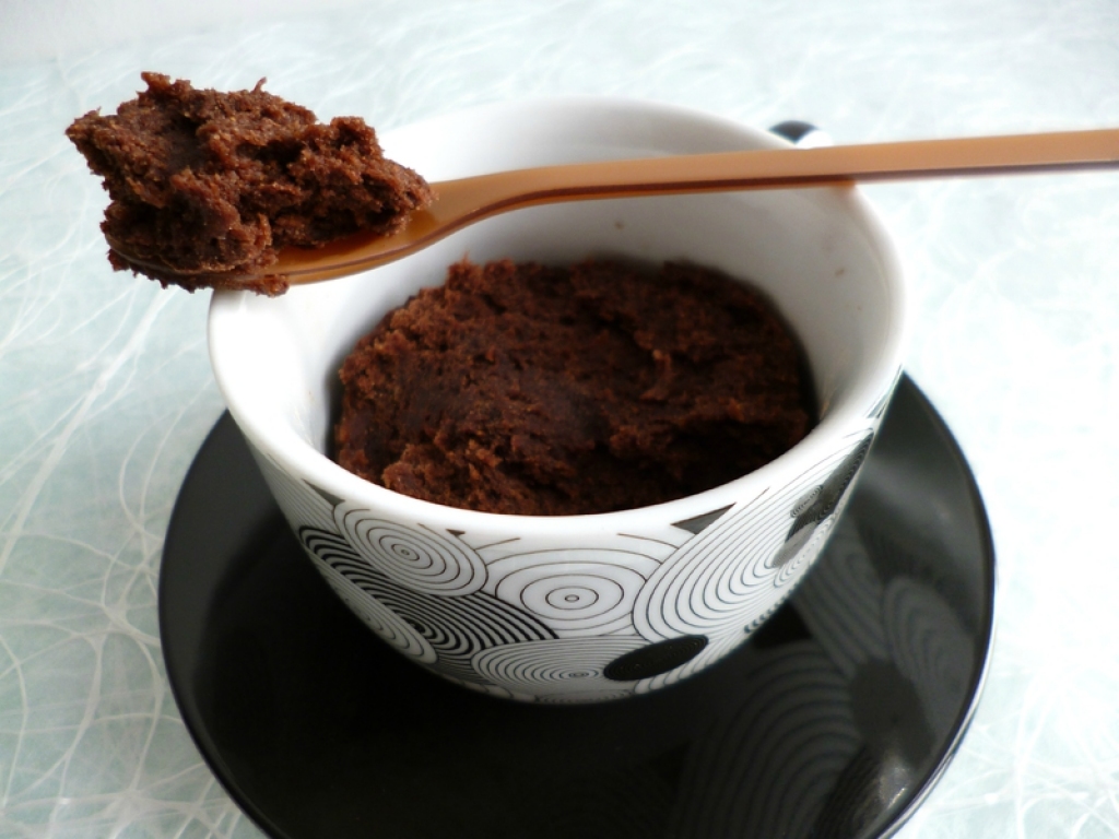 mug cake diététique pomme poire chocolat avec Sukrin et sans gluten (sans sucre ni beurre ni oeufs)