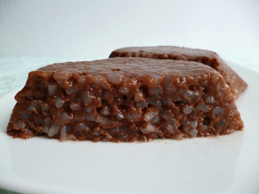 gâteau de perles de konjac chocolat praliné au psyllium à seulement 130 kcal (diététique sans oeufs ni beurre ni sucre ajouté)