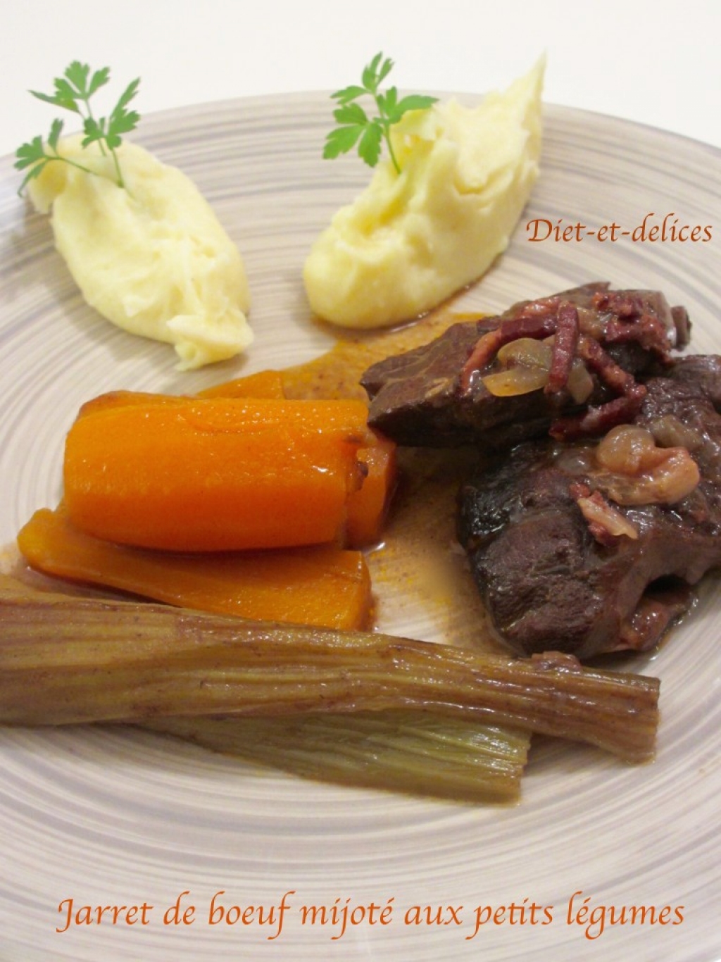 Recette jarret de boeuf mijoté aux petits légumes