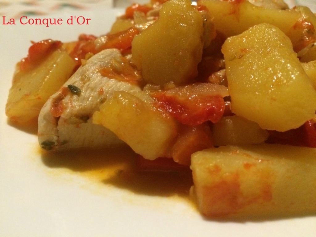 Recette blanc de poulet aux poivrons et pommes de terre
