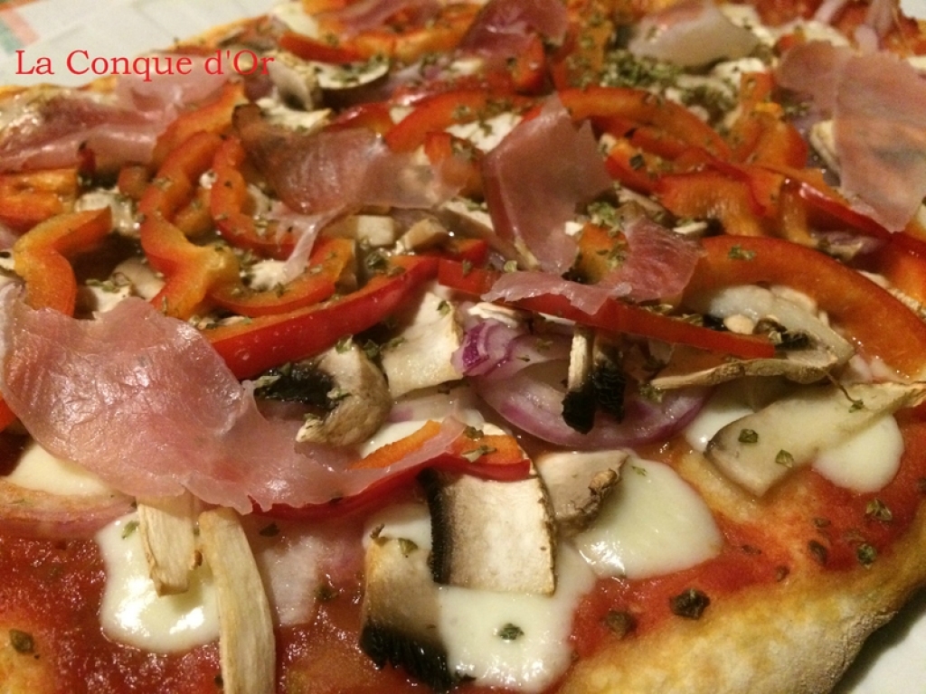 Recette pizza au speck poivrons et champignons