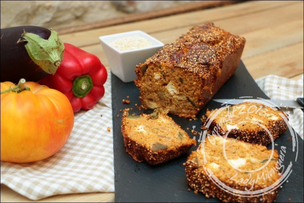 Recette cake au quinoa ratatouille chèvre et pesto sans gluten