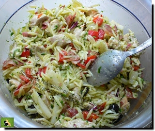 Salade de rissnuedle au poulet et asperges