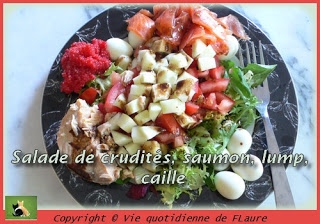 Salade de crudités saumon lump caille